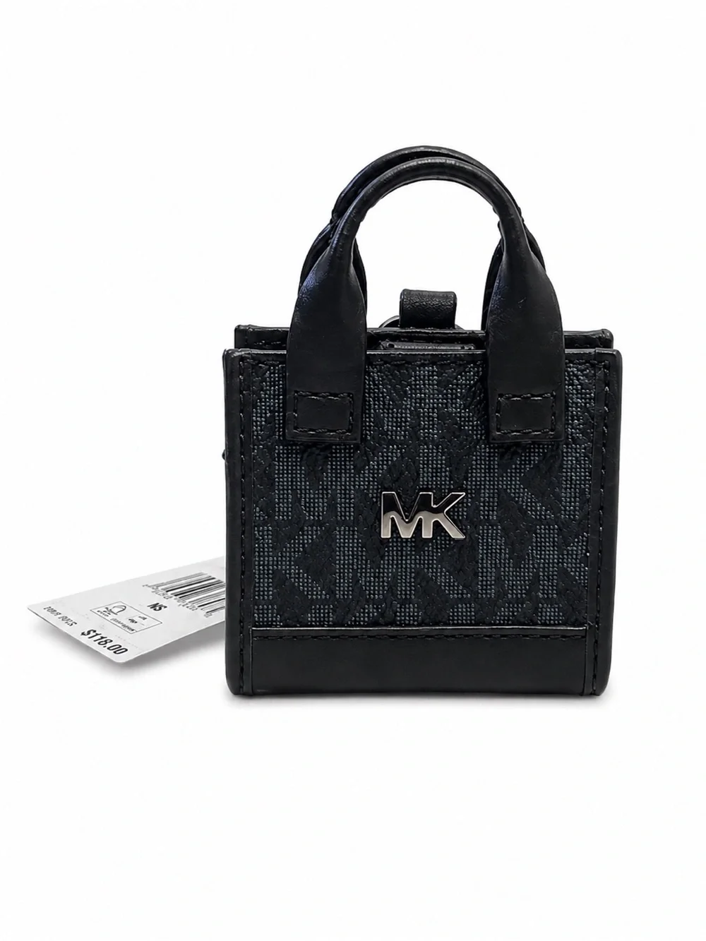 Michael Kors Black/Admiral Blue MK Logo Mini Tote Keychain